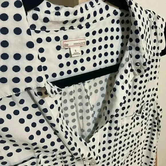 Gap Frances polka dot dress size small white/navy blue - Picture 3 of 10